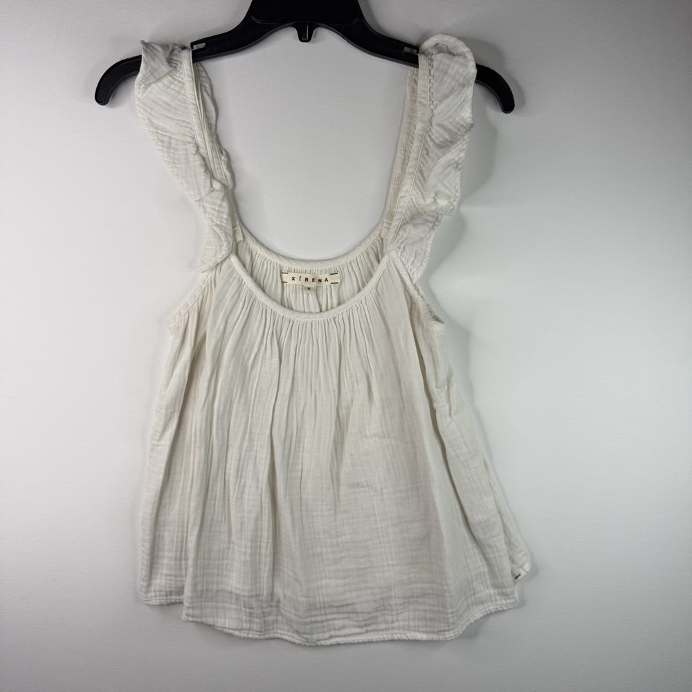 xirena Cotton Gauze Style Crop Top Small White Adjustable Straps